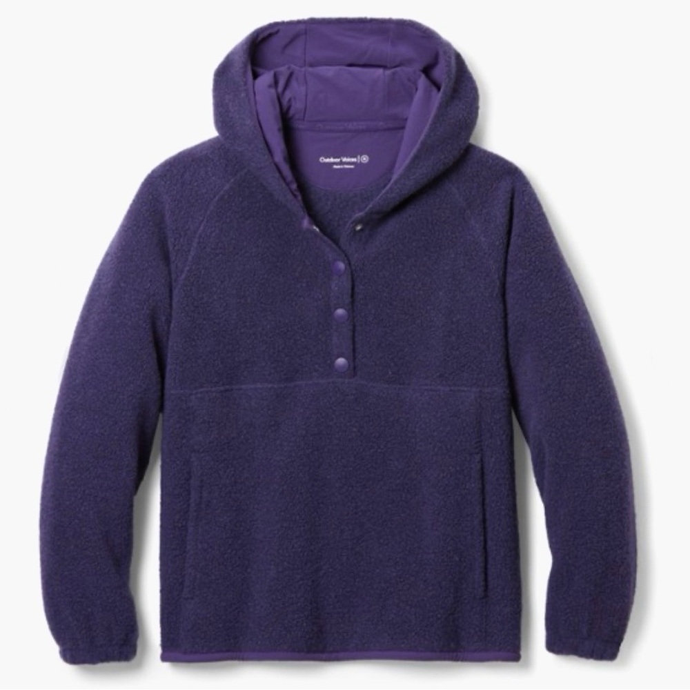 NWT Outdoor Voices MegaFleece Snap Up Hoodie Jacket Coat in purple size medium
